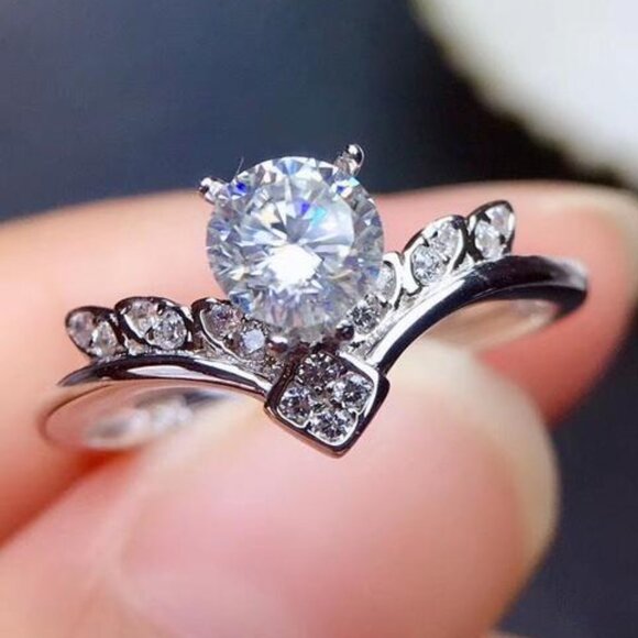 Beautiful Twisted Cross Trendy Pure Zircon Rings for Women, PD268 - Picture 1 of 6